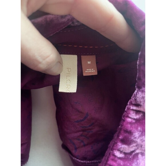 Anthropologie Pilcro Women Shirt Medium Relaxed Velvet Purple Buttondown - Picture 5 of 10